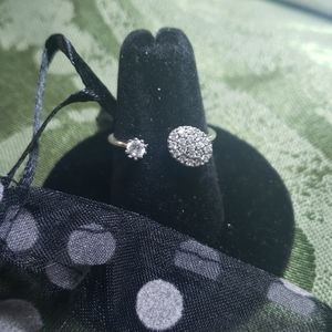 Silver plated and pave diamond ring